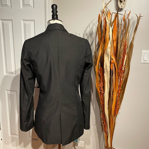 Pinstripe 1-Button Vintage Y2k Fit Flare Rave Oversized long Work Fall Tomboy L - Picture 4 of 7